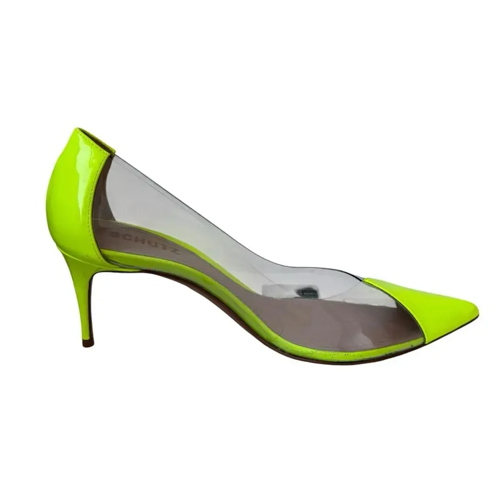 Schutz 250061 Womens Garthy Pointy Toe Pump Neon Yellow Size 8.5 B